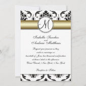 ブラックダマスク金ゴールド結婚式招待状 招待状 (裏面)