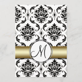 ブラックダマスク金ゴールド結婚式招待状 招待状