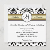 ブラックダマスク金ゴールド結婚式招待状 招待状 (裏面)