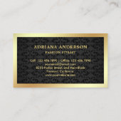 ブラックダマスク金ゴールド衣服掛けファッションスタイリスト 名刺 (裏面)