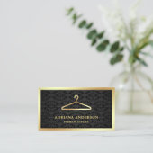 ブラックダマスク金ゴールド衣服掛けファッションスタイリスト 名刺 (スタンド正面)