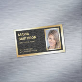 ブラックダマスク金箔エステート実在不動産仲介業者写真 マグネット名刺 (インサイチュ)