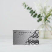 ブラックダマスク銀灰色ギフト証明書 割引カード (スタンド正面)