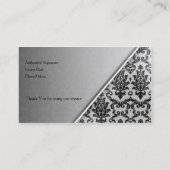 ブラックダマスク銀灰色ギフト証明書 割引カード (裏面)