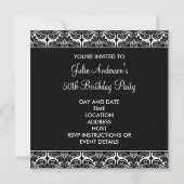 ブラックダマスク50thバースデーパーティー招待50th 招待状 (裏面)