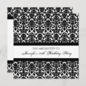 ブラックダマスク70バースデーパーティ招待状 招待状 (正面/裏面)