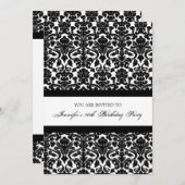 ブラックダマスク90バースデーパーティ招待状 招待状 (正面/裏面)