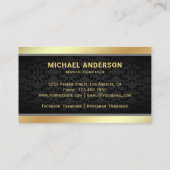 ブラックダマスク ゴールド ミュージカル ノート クレフ ミュージック ティーチャー 名刺 (裏面)