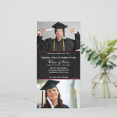 ブラックダマスク フォト 卒業カード 案内状 (スタンド正面)