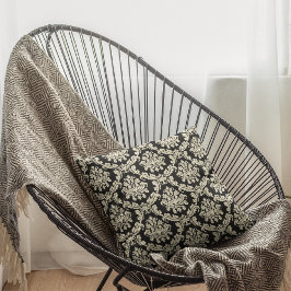 ブラックダマスク/フローラ装飾装飾用クッション クッション