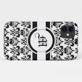 ブラックダマスク&モノグラム Case-Mate iPhoneケース (裏面(横))