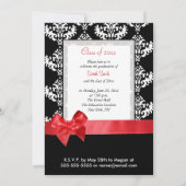 ブラックダマスク&レッドリボン卒業招待状 招待状 (裏面)