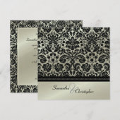 ブラックダマスク/偽銀の結婚式の招待状 招待状 (正面/裏面)
