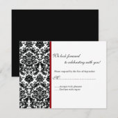 ブラックダマスク RSVP 返信カード (正面/裏面)