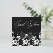 ブラックダマスクSweet sixteen誕生日パーティー 招待状 (スタンド正面)