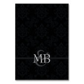 ブラックダマスコシルク結婚バラのテーブル番号カード テーブルナンバー (裏面)