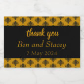 ブラックダマスコブラウン結婚ズ スパークリングワインラベル (シングルラベル)