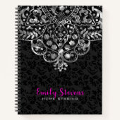 ブラックダマスシルバーレース ノートブック (正面)