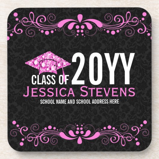 ブラックダマスピンクレース&ダイヤモンドハットグラード2015 コースター (正面)