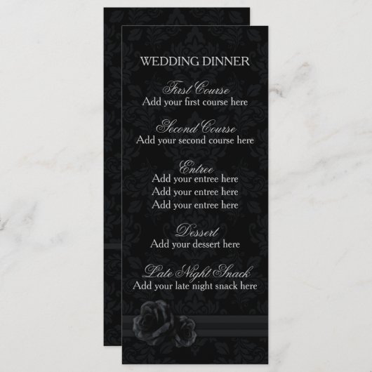 ブラックダマスメニューテンプレートレースバラ メニュー (正面/裏面)