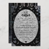 ブラックダマファンシースクオーバルゴシック結婚式招待 招待状 (正面/裏面)