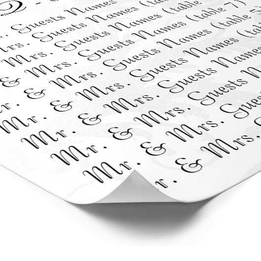 ブラックダムスク紫の結婚トリム座席表 ポスター (角)