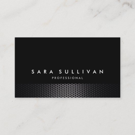 ブラックダークはっきりしたメタルネッティングのテクスチャビジネスカード 名刺 (正面)