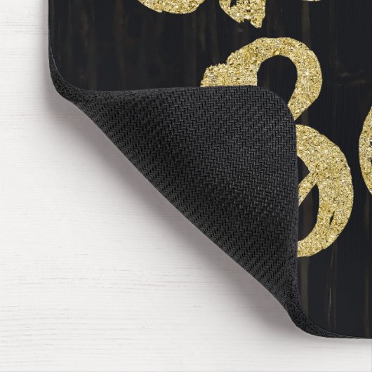 ブラックダーククラックされたウッドガールボスフェイク金ゴールド事務所 マウスパッド (コーナー)