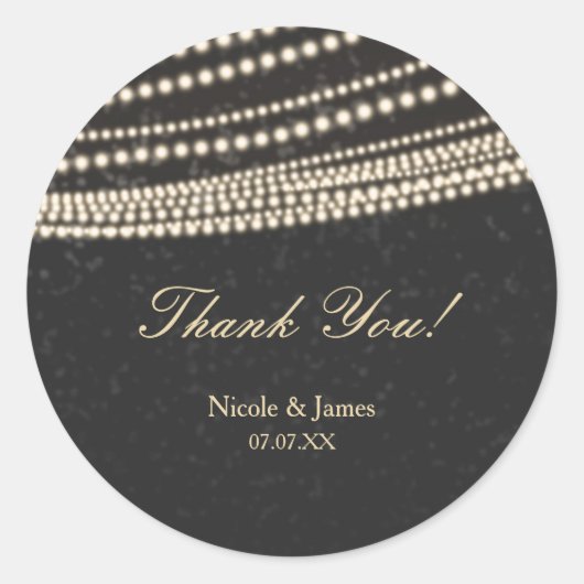 ブラックダークナイトスカイ&ストリングライトステッカー ラウンドシール (正面)