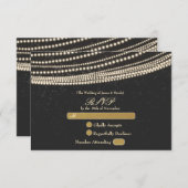 ブラックダークナイトスカイ&ストリングライトRSVPカード 出欠カード (正面/裏面)