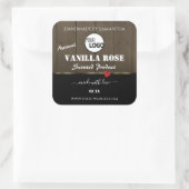 ブラックダークブラウン木目の製品ラベルのロゴ スクエアシール (バッグ)