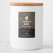 ブラックダークブラウン木目の製品ラベルのロゴ フードラベル (正面)