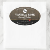 ブラックダークブラウン木目の製品ラベルのロゴ 楕円形シール (バッグ)