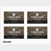 ブラックダークブラウン木目の製品ラベルのロゴ 長方形シール (シート)