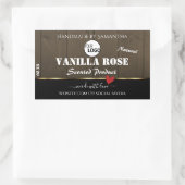 ブラックダークブラウン木目の製品ラベルのロゴ 長方形シール (バッグ)