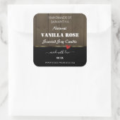 ブラックダークブラウン木目製品ラベルハート スクエアシール (バッグ)