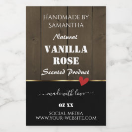 ブラックダークブラウン木目製品ラベルハート フードラベル