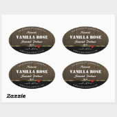 ブラックダークブラウン木目製品ラベルハート 楕円形シール (シート)