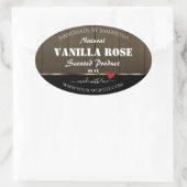 ブラックダークブラウン木目製品ラベルハート 楕円形シール (バッグ)