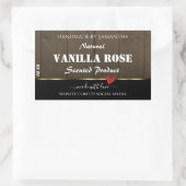 ブラックダークブラウン木目製品ラベルハート 長方形シール (バッグ)