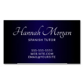 ブラックダークブルーグラデーションスエレガントクリプト マグネット名刺 (正面)