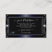 ブラックダークブルー華美ダイヤきらめくズイニシャル 名刺 (裏面)