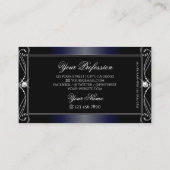 ブラックダークブルー華美ダイヤきらめくズオーナメント 名刺 (裏面)