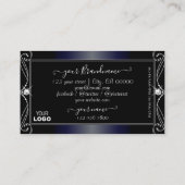 ブラックダークブルー華美ダイヤモンドきらめくロゴの追加 名刺 (裏面)