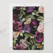 ブラックダークムーディエレガントフローラリハーサルディナー 招待状 (裏面)