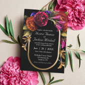 ブラックダークムーディエレガントーフローラ秋結婚の ポストカード