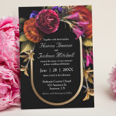 ブラックダークムーディエレガントーフローラ秋結婚の 招待状