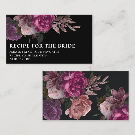 ブラックダークムーディーズブライダルシャワー共有Aレシピ エンクロージャーカード (正面/裏面)