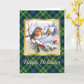 ブラックダークレスト&タータンチェック付き/ロビンパーソナライズされた付 カード (黄色い花)