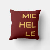 ブラックダークレッドあなたの名前をプレーンに追加モダン クッション (裏面)